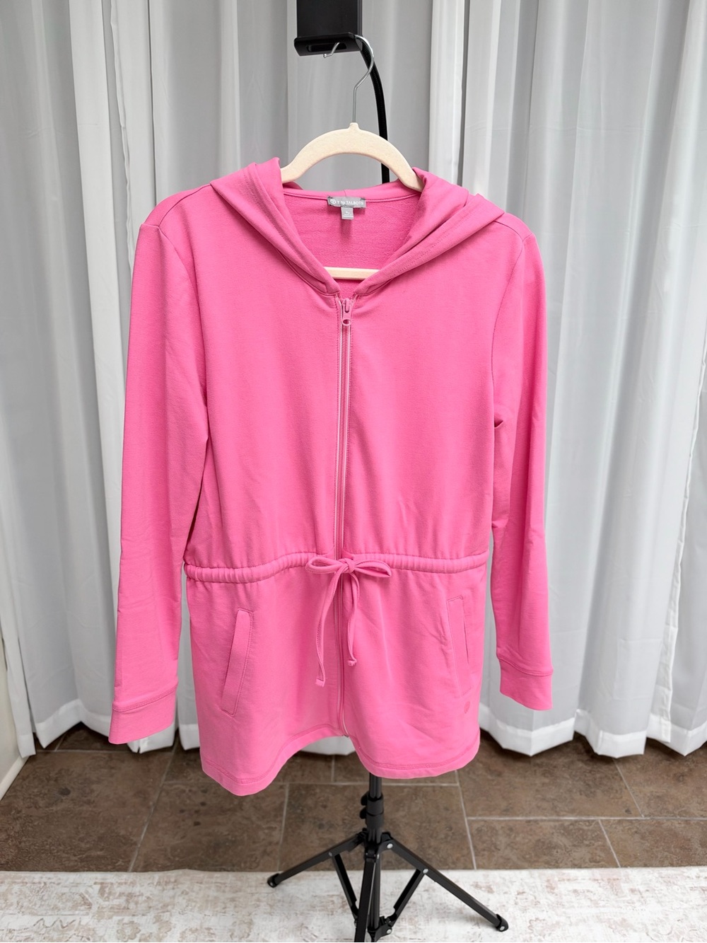 Talbots Women’s Bright Pink Hooded Zip Jacket with Drawstring Size SP
